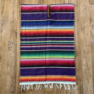 Poncho Mexican Poncho Saltillo Serape Striped Cotton Blanket Youth Unisex